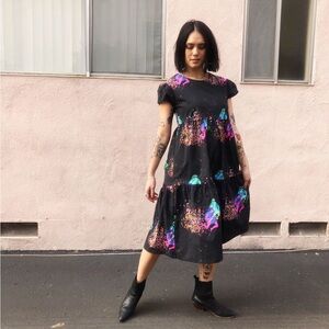 Nooworks Frida Dress- Cosmic Ladies print- SMALL